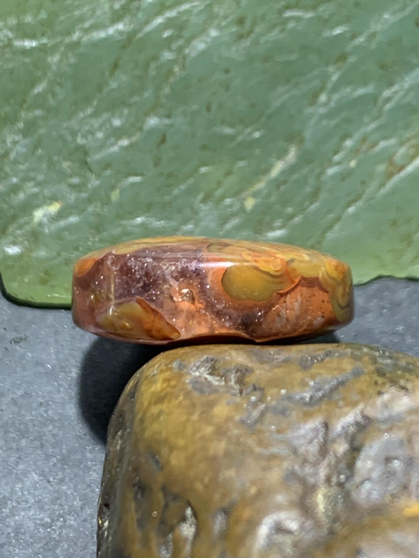 高玉化冰飘草花纹战国红玛瑙随形平安扣一个