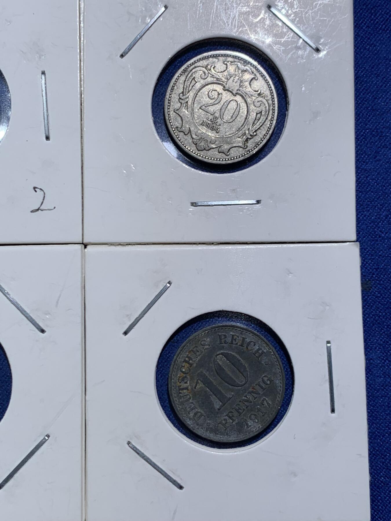 《竞宝斋》第466场 周日，周一 2场连拍 （全场包邮）欢迎送拍 六枚一组 奥匈帝国赫勒和德二芬尼辅币各3枚