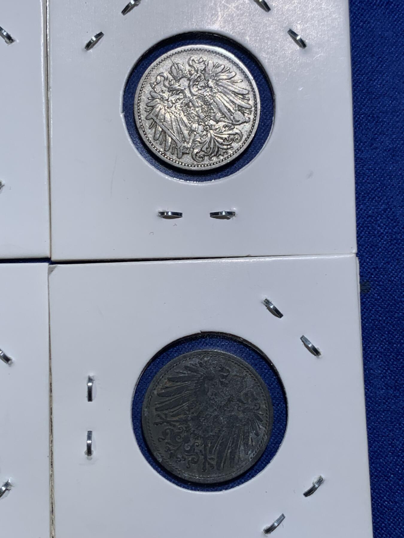 《竞宝斋》第466场 周日，周一 2场连拍 （全场包邮）欢迎送拍 六枚一组 奥匈帝国赫勒和德二芬尼辅币各3枚