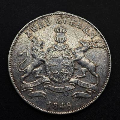 【淘币小摊】实时拍第八百七十三拍   银币套币场    每周一统一发货 - 德国1846年符腾堡2盾银币有焊点