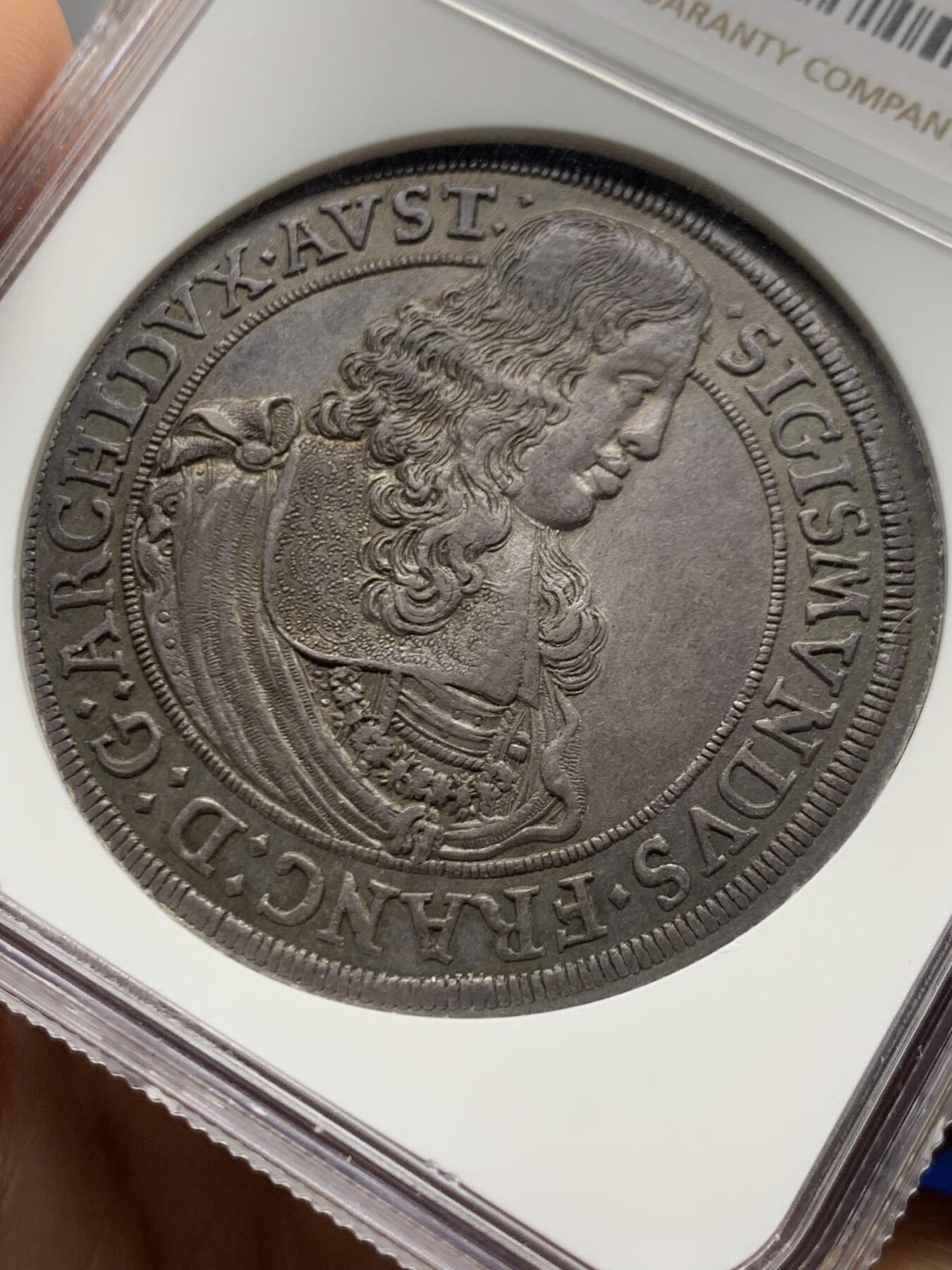 《竞宝斋》第466场 周日，周一 2场连拍 （全场包邮）欢迎送拍 NGC AU58 奥地利 1665 蒂罗尔 泰勒大银币 独年发行 稀少品种 自然深包浆