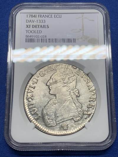 《竞宝斋》第466场 周日，周一 2场连拍 （全场包邮）欢迎送拍 - NGC XF 法国1784I路易十六埃居银币 深打