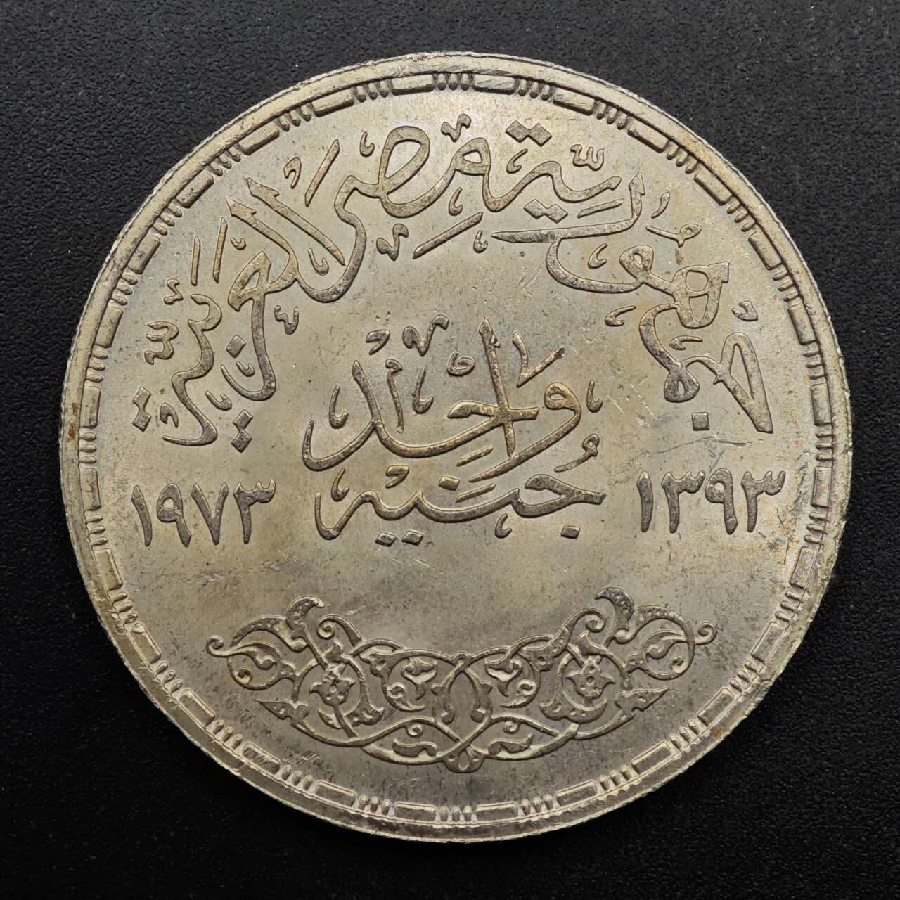 【淘币小摊】实时拍第八百七十三拍   银币套币场    每周一统一发货 埃及1973年阿斯旺水坝1镑纪念银币原光品