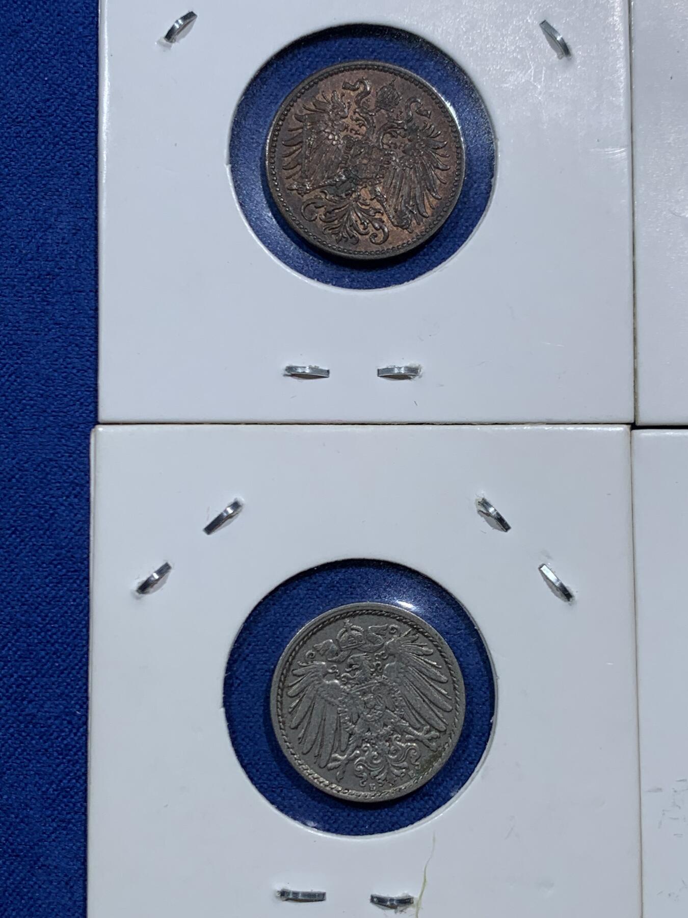 《竞宝斋》第466场 周日，周一 2场连拍 （全场包邮）欢迎送拍 六枚一组 奥匈帝国赫勒和德二芬尼辅币各3枚