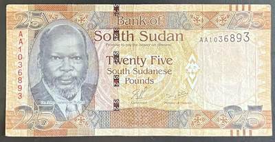 小福收藏拍卖第201期 流通品相裸钞 特惠场 本场拍卖美洲大洋洲非洲亚洲纸币【佣金仅收2% 不设最低佣金 全场包邮】 - 南苏丹 2011年 25镑 AA冠 