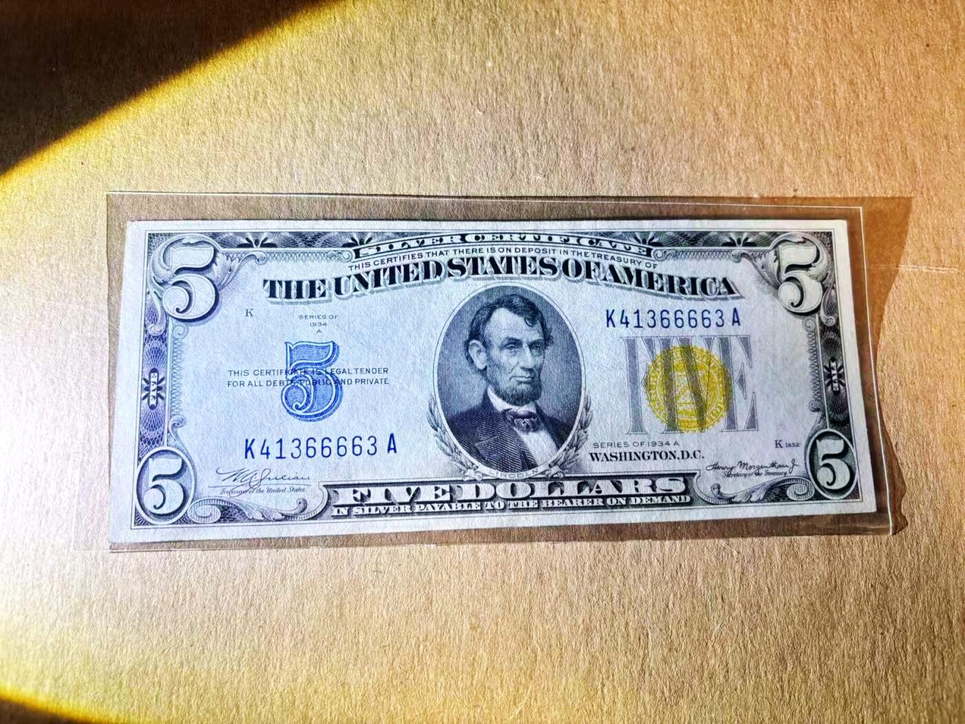 【Blue Auction】世界纸币精拍第789期——18级TOP拍卖/信誉/品质/专业/高效💫 美国 1934年5美金 北非券 品相如图 