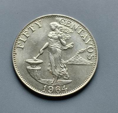 《崇甫堂》一精品外币专场⑧ - 菲律宾1964年自由女神50分 KM#190