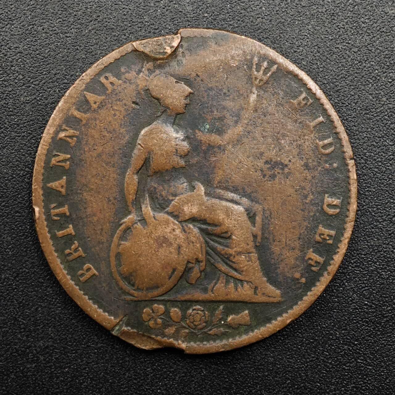 【淘币小摊】实时拍第八百七十四拍   银币散币场    每周一统一发货 英国1852年维多利亚半便士铜币