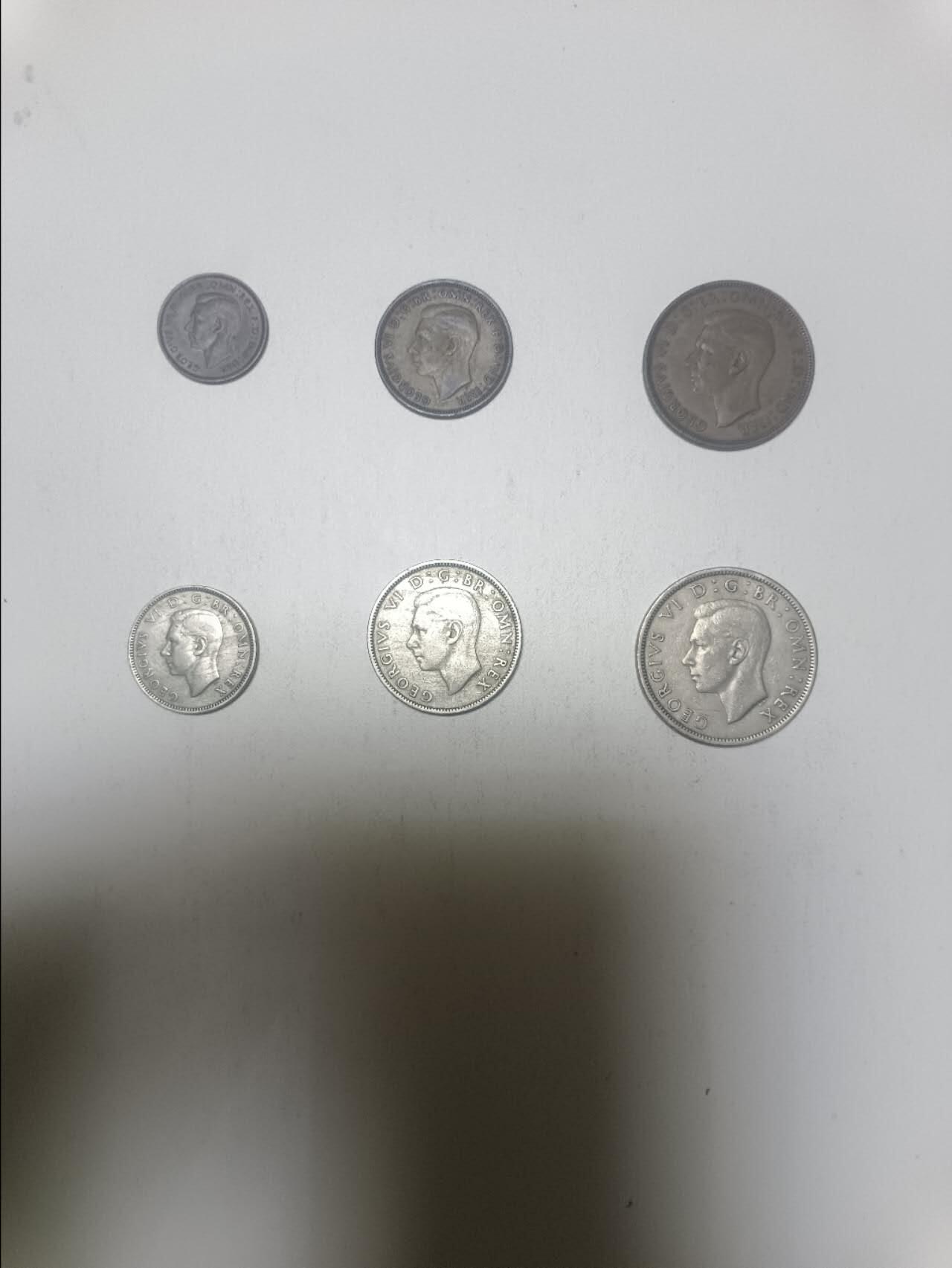 【20260304】非全新纸币和硬币第340场 英国乔治六世6枚硬币，稀少