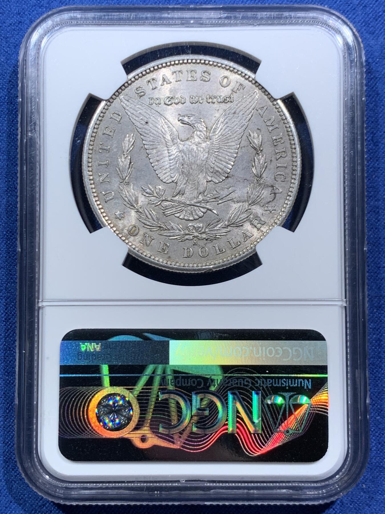 《竞宝斋》第466场 周日，周一 2场连拍 （全场包邮）欢迎送拍 NGC UNCD 美国1897年摩根1美元银币