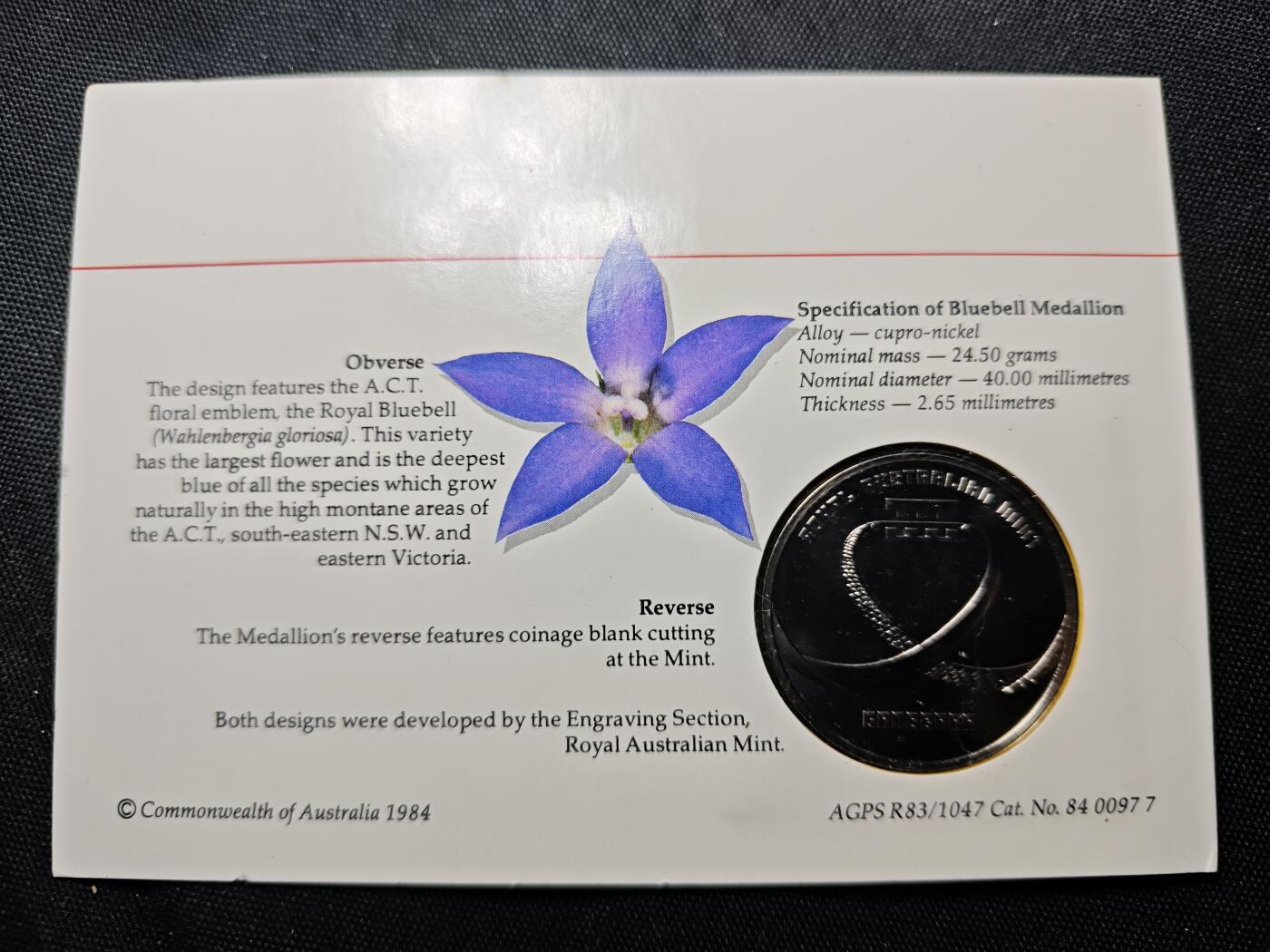 KK钱币收藏小铺   套币 批量/好品散币专场 2月预留时间 周末发货  1984澳大利亚皇家造币厂纪念章