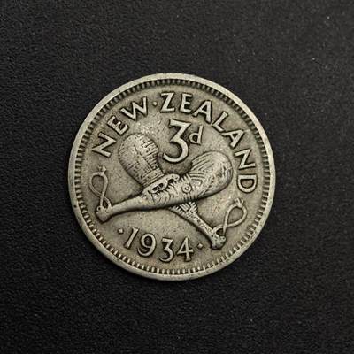 【淘币小摊】实时拍第八百七十四拍   银币散币场    每周一统一发货 - 新西兰1934年乔治五世3便士银币