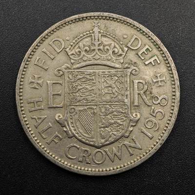 【淘币小摊】实时拍第八百七十四拍   银币散币场    每周一统一发货 - 英国1958年伊丽莎白二世半克朗镍币