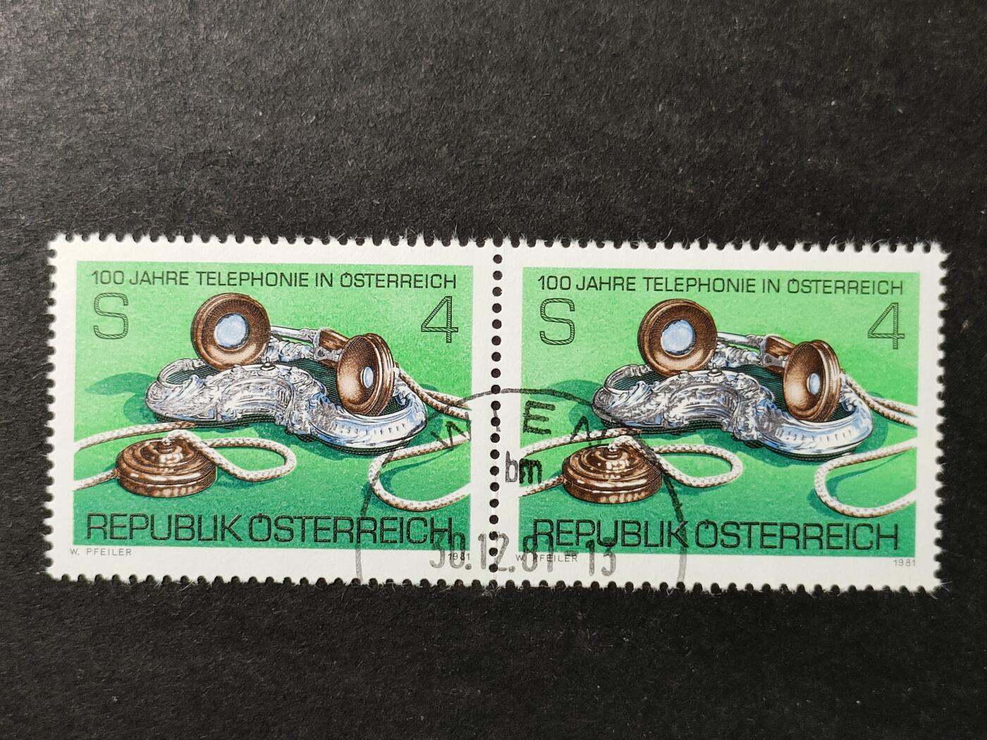 ↓君缘收藏751期☞钱币邮品↓无佣金、可寄存、满30元包邮  奥地利邮票，1981年奥地利电话诞生100周年·约1900年用于家庭及分机设备的桌式电话邮票雕刻版1全，随机发一枚