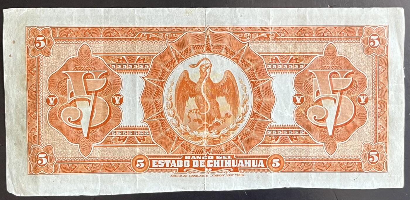 小福收藏拍卖第201期 流通品相裸钞 特惠场 本场拍卖美洲大洋洲非洲亚洲纸币【佣金仅收2% 不设最低佣金 全场包邮】 墨西哥 1913年 5比索 矿工 