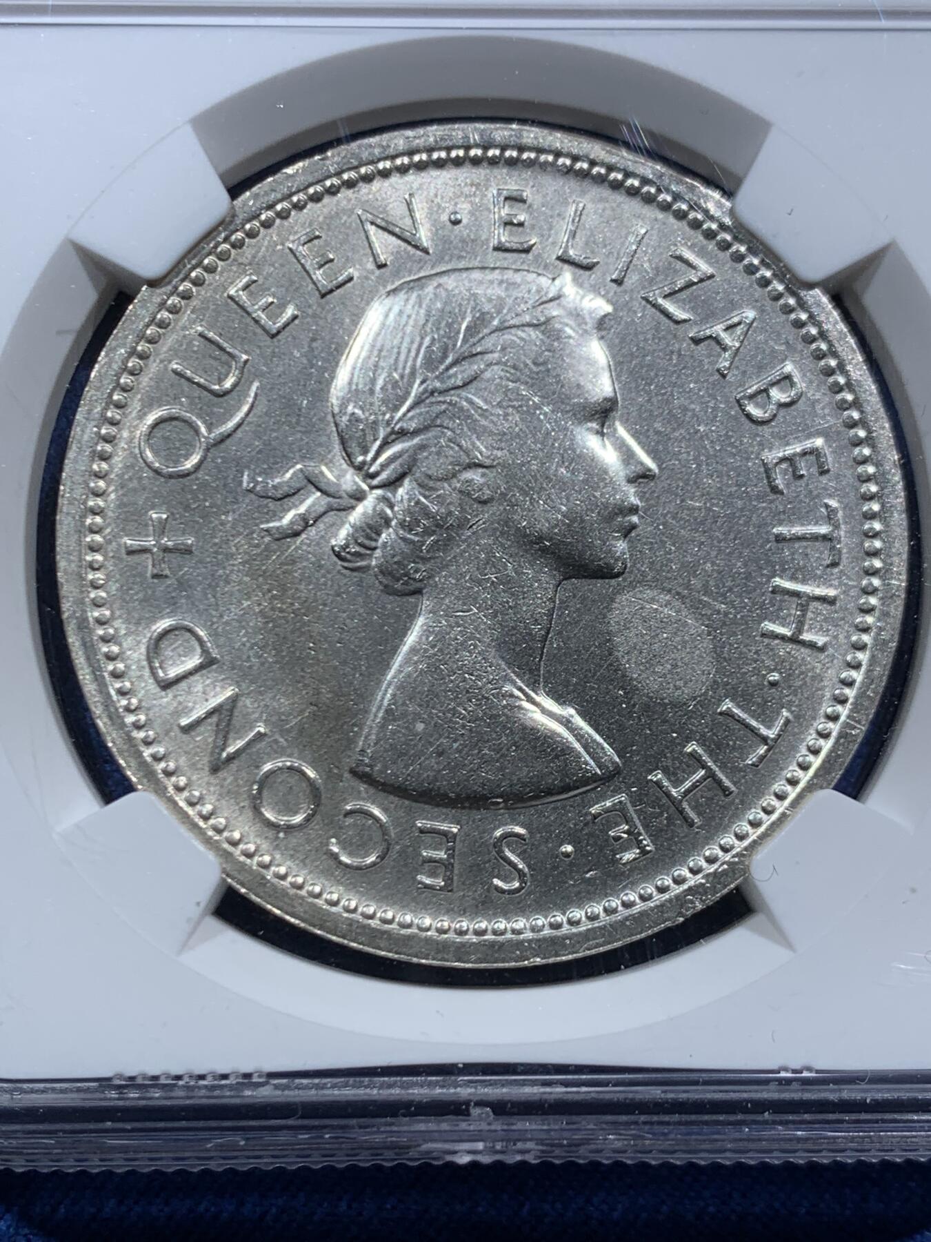 《竞宝斋》第466场 周日，周一 2场连拍 （全场包邮）欢迎送拍 NGC UNCD 南罗德西亚（津巴布韦）1953年纪念罗德斯诞辰一百周年1克朗大银币