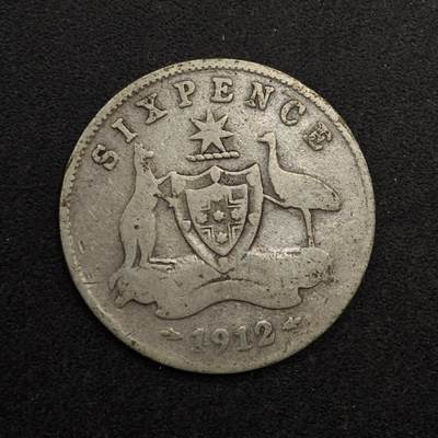 【淘币小摊】实时拍第八百七十四拍   银币散币场    每周一统一发货 - 澳大利亚1912年乔治五世6便士银币