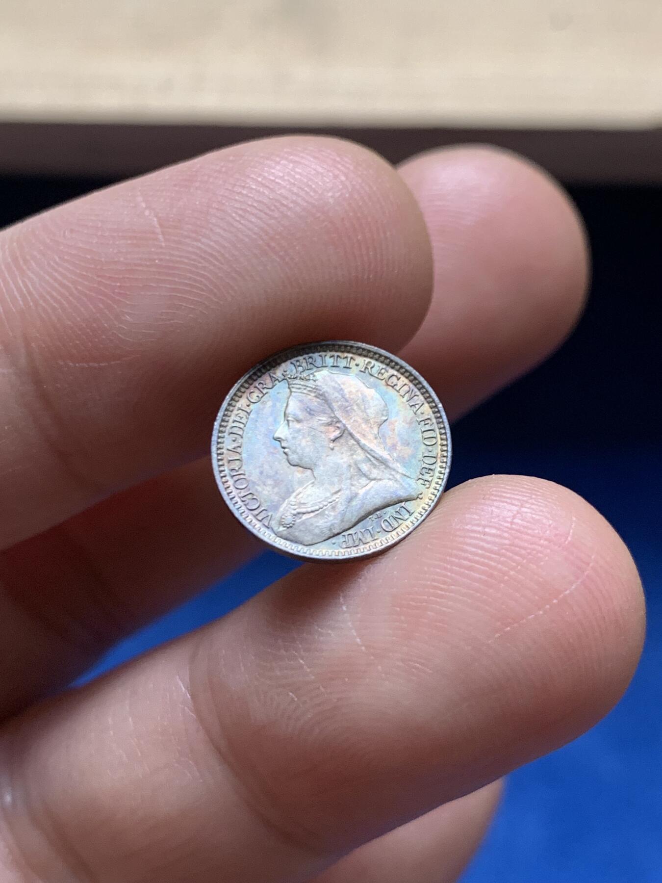 《竞宝斋》第466场 周日，周一 2场连拍 （全场包邮）欢迎送拍 英国 1895年 维多利亚 濯足2便士 银币 包浆漂亮