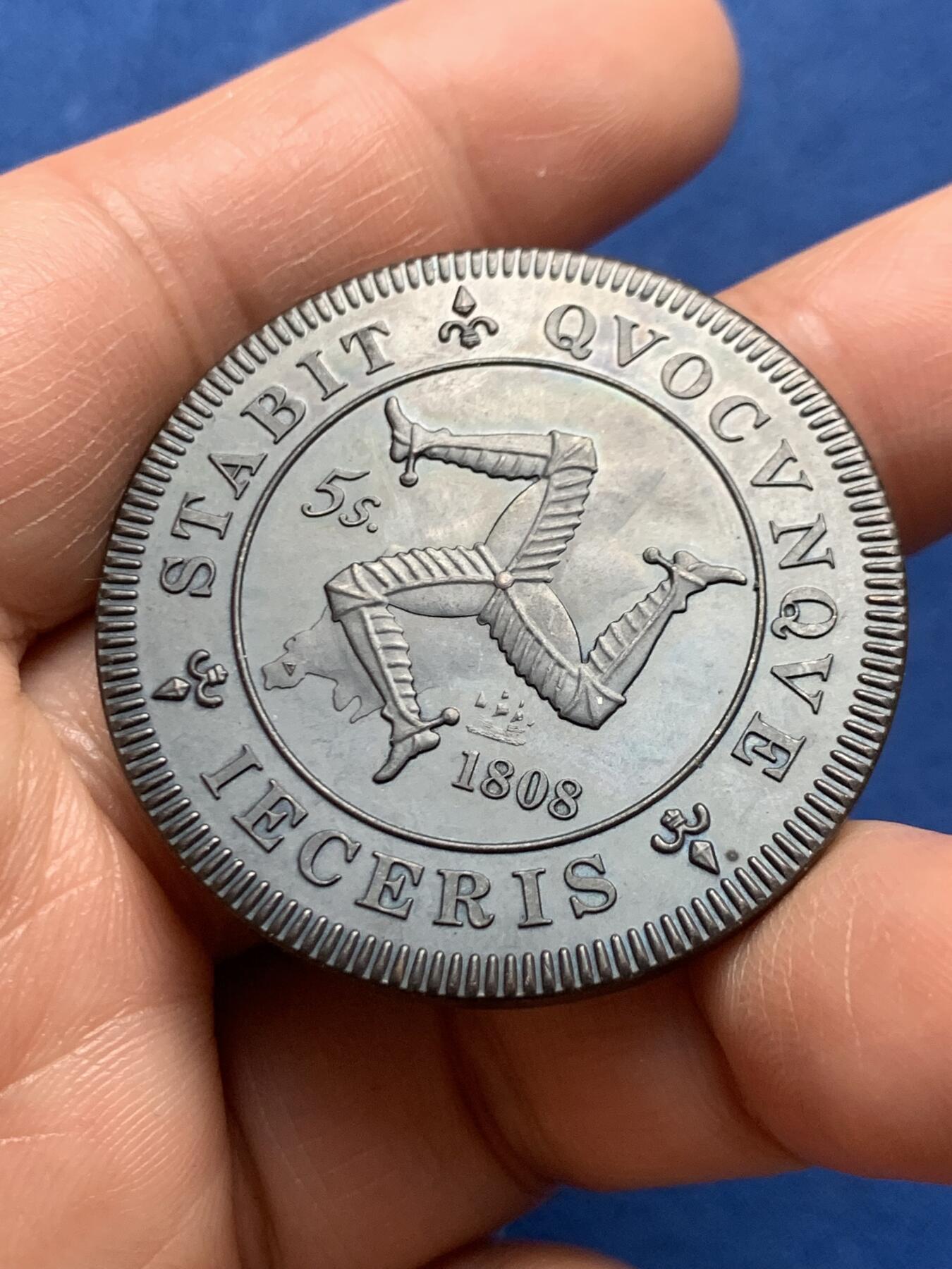 《竞宝斋》第466场 周日，周一 2场连拍 （全场包邮）欢迎送拍 马恩岛 1808纪年 克朗型臆造币