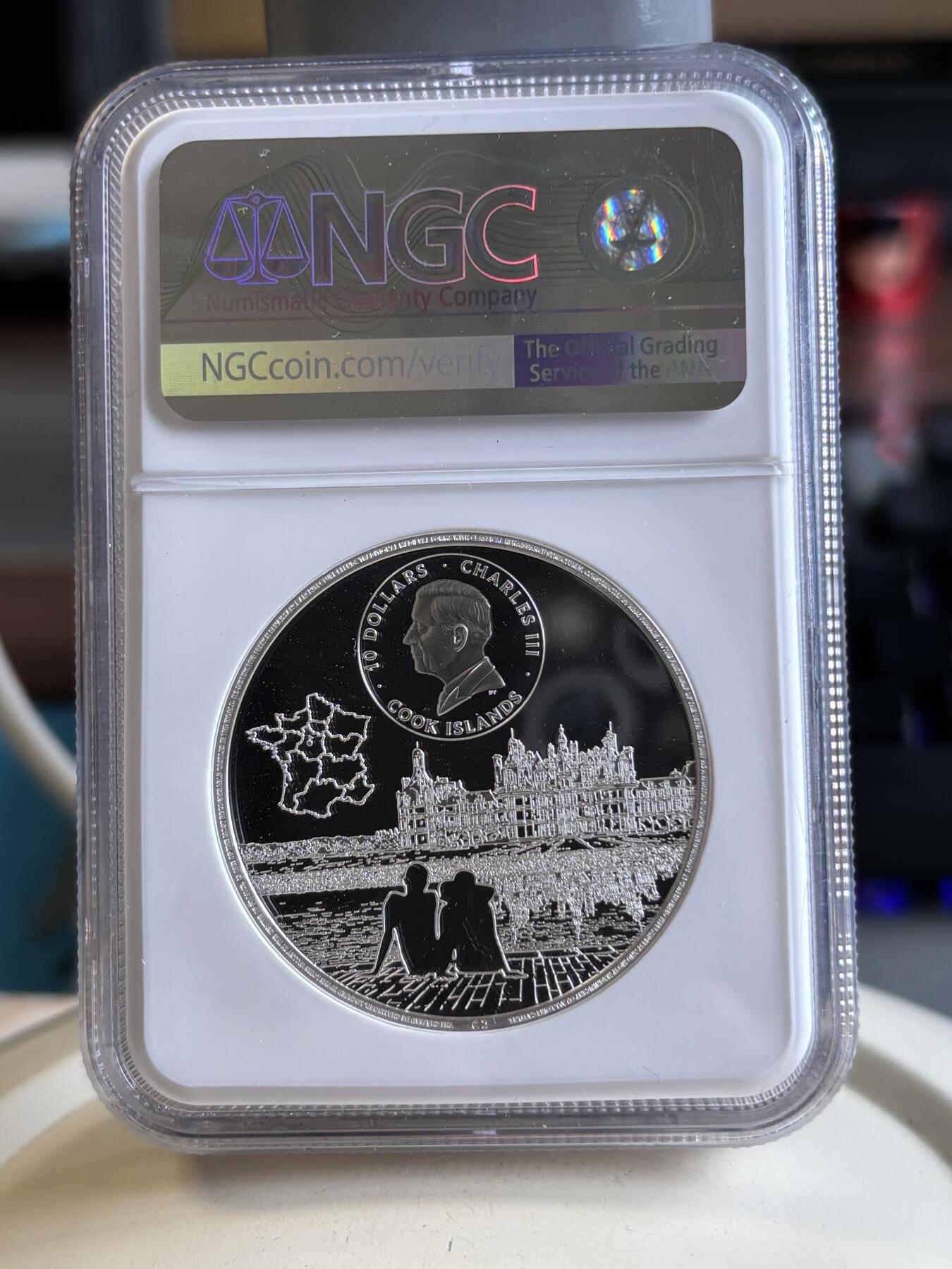 第192期拍卖 库克2024年法国香宾城堡2盎司高浮雕彩银币NGC-PF70首期，9999银，发行1000枚