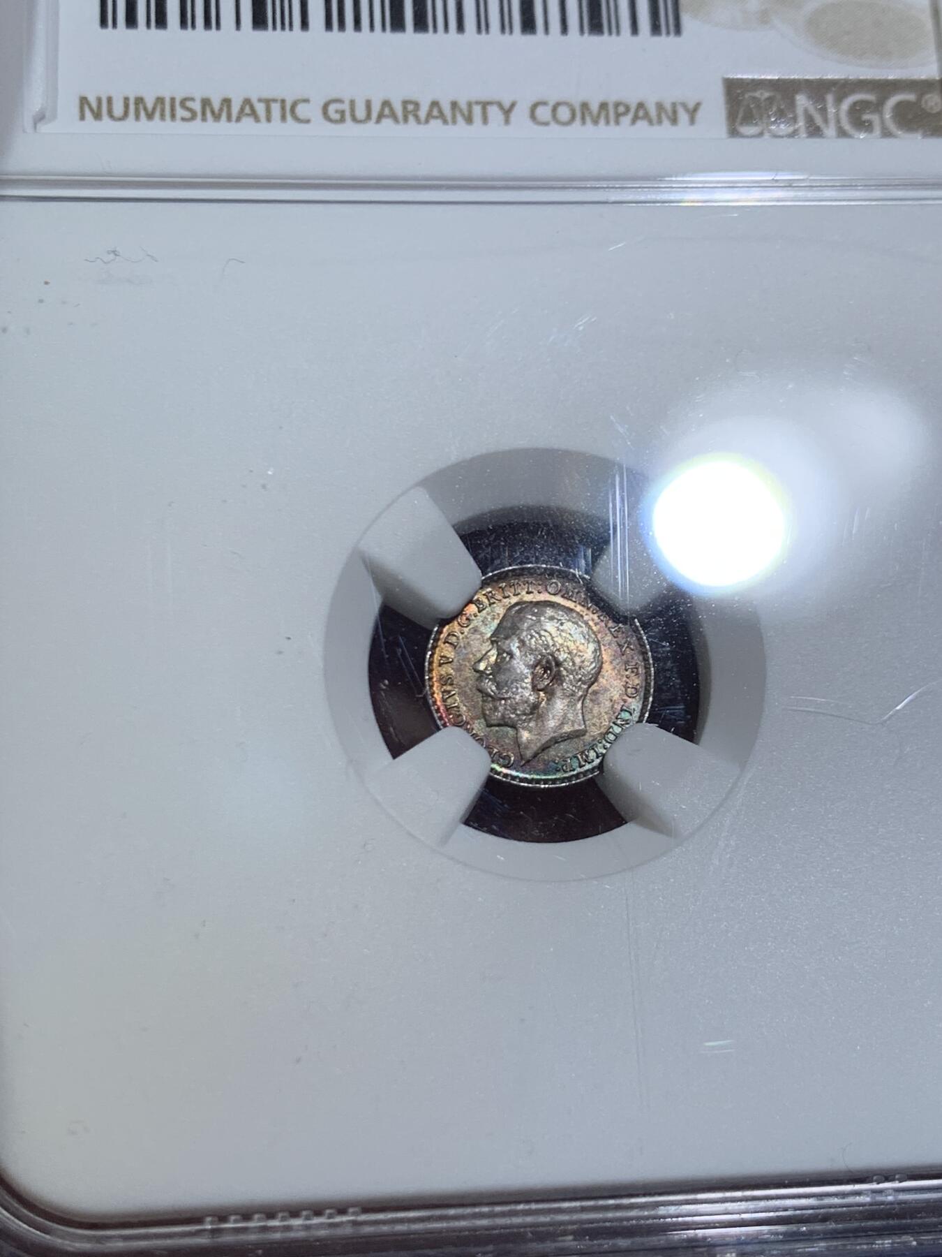 《竞宝斋》第466场 周日，周一 2场连拍 （全场包邮）欢迎送拍 四枚一组 NGC MS62-64 英国1911年乔治五世濯足币1-4便士银币 包浆舒服 评级数量比同年份精制币少很多