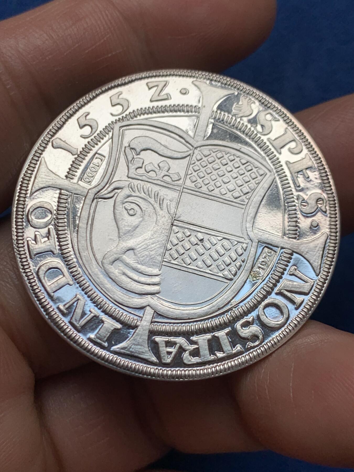 《竞宝斋》第466场 周日，周一 2场连拍 （全场包邮）欢迎送拍 德国1976年泰勒复刻精制银章 40mm 23.2克