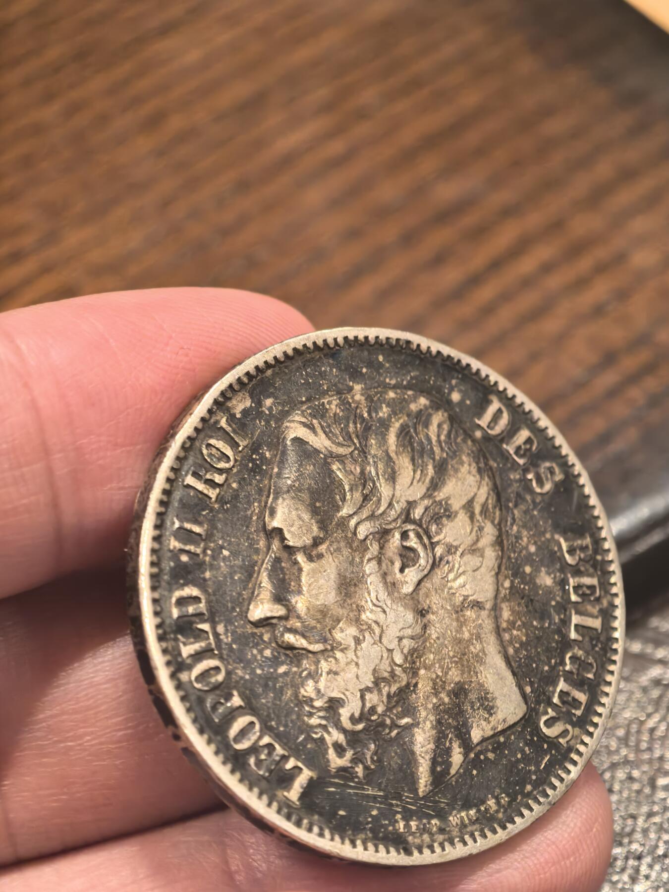 欧洲铜章和回流杂项第一场 比利时利奥波德二世 5法郎银币（1869年）