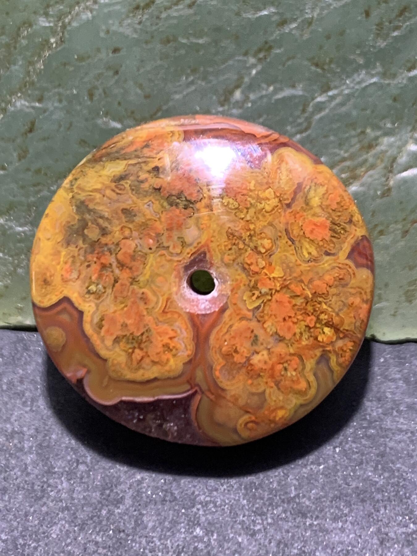 高玉化冰飘草花纹战国红玛瑙随形平安扣一个