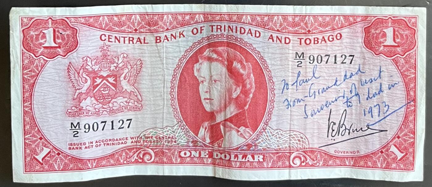 小福收藏拍卖第201期 流通品相裸钞 特惠场 本场拍卖美洲大洋洲非洲亚洲纸币【佣金仅收2% 不设最低佣金 全场包邮】 特立尼达和多巴哥 1964年 1元 