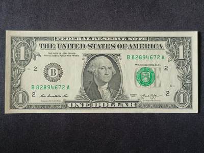 【游宝拍卖】丙午马年第6期 - 美国-1美元【SERIES-2013 B-纽约 全新UNC-】