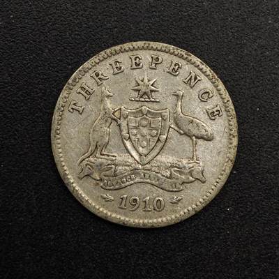 【淘币小摊】实时拍第八百七十四拍   银币散币场    每周一统一发货 - 澳大利亚1910年爱德华七世3便士银币