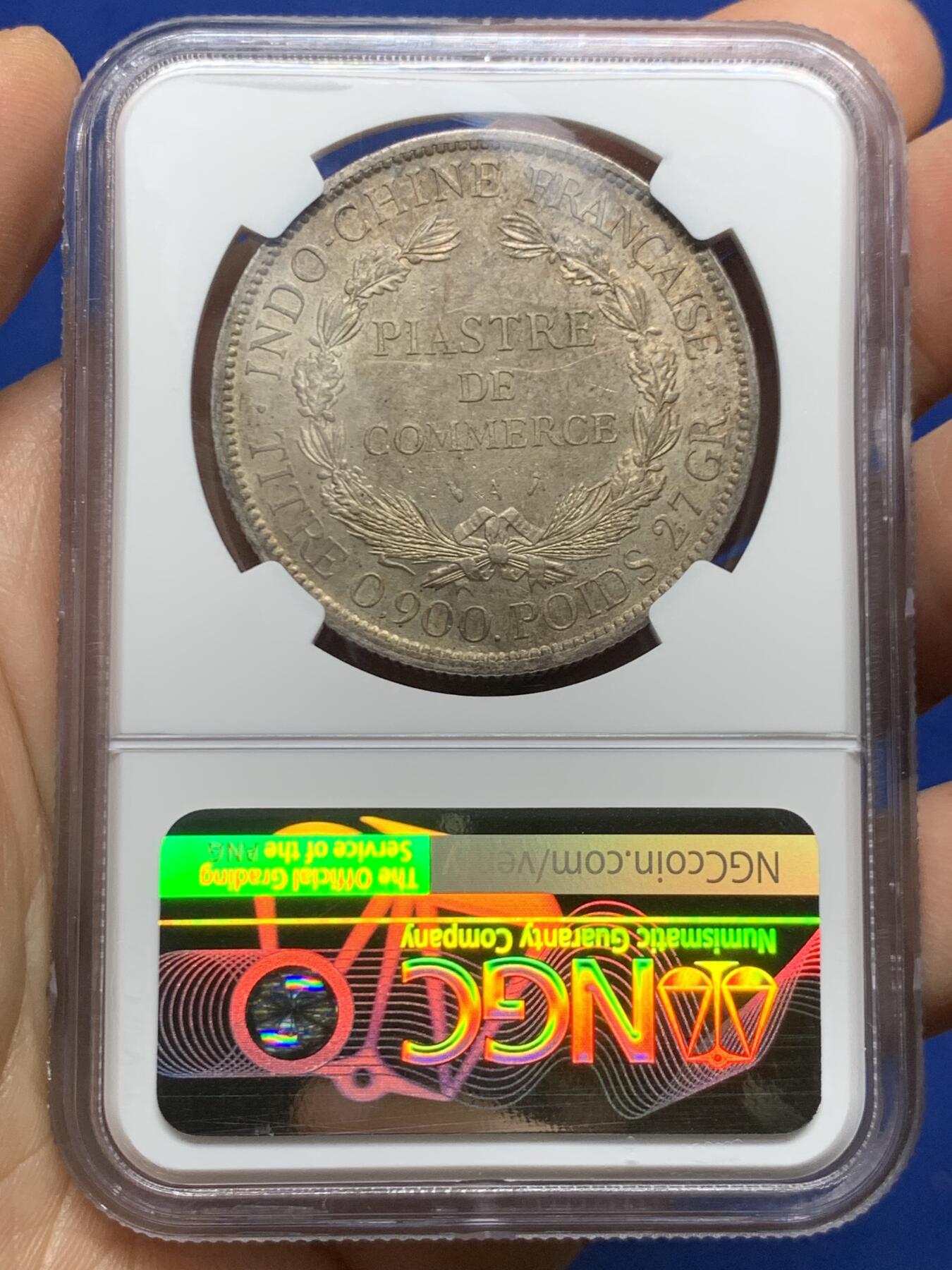 《竞宝斋》第466场 周日，周一 2场连拍 （全场包邮）欢迎送拍 NGC UNCD 法属印支1895A坐洋1皮亚斯特银币