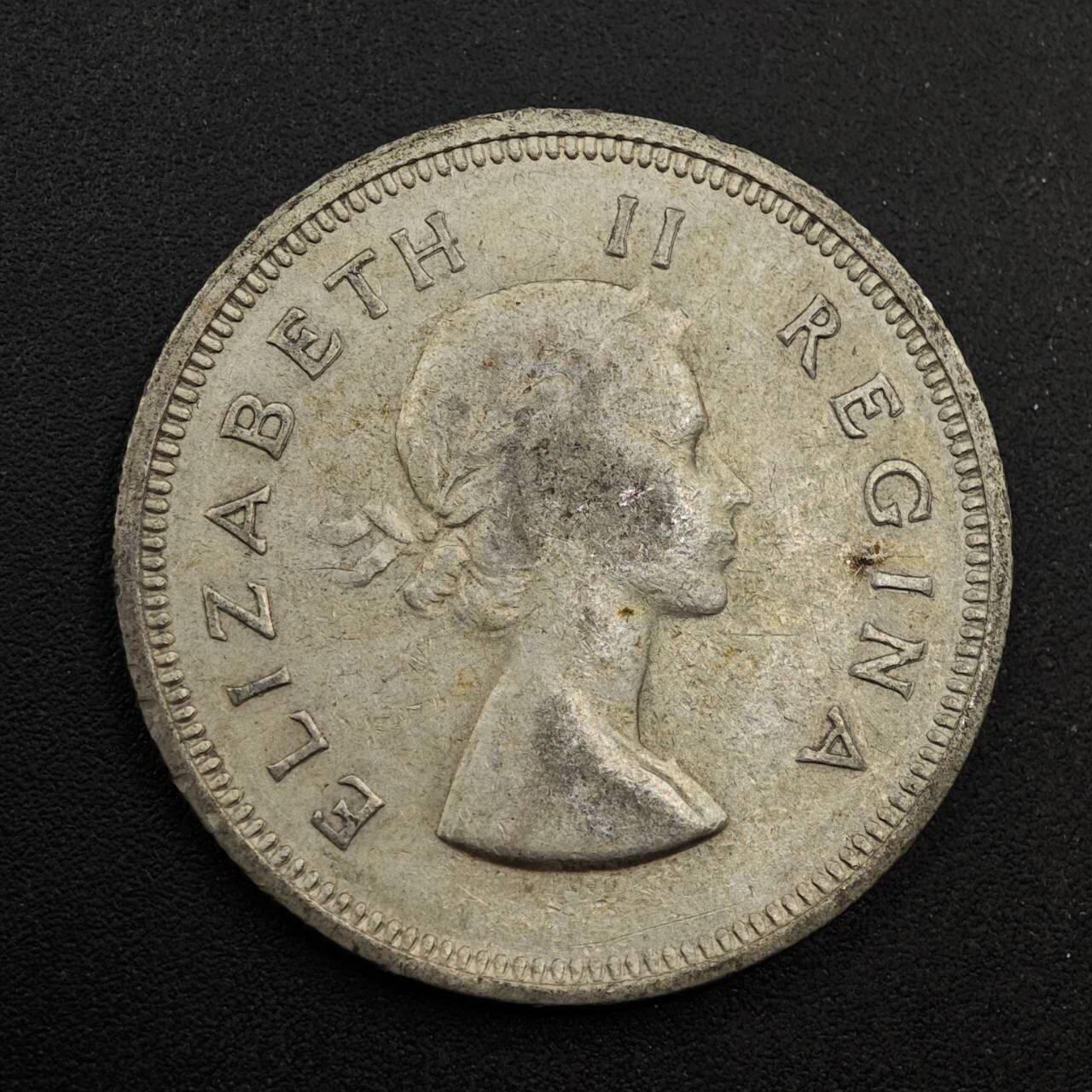 【淘币小摊】实时拍第八百七十四拍   银币散币场    每周一统一发货 南非1955年伊丽莎白二世2先令银币