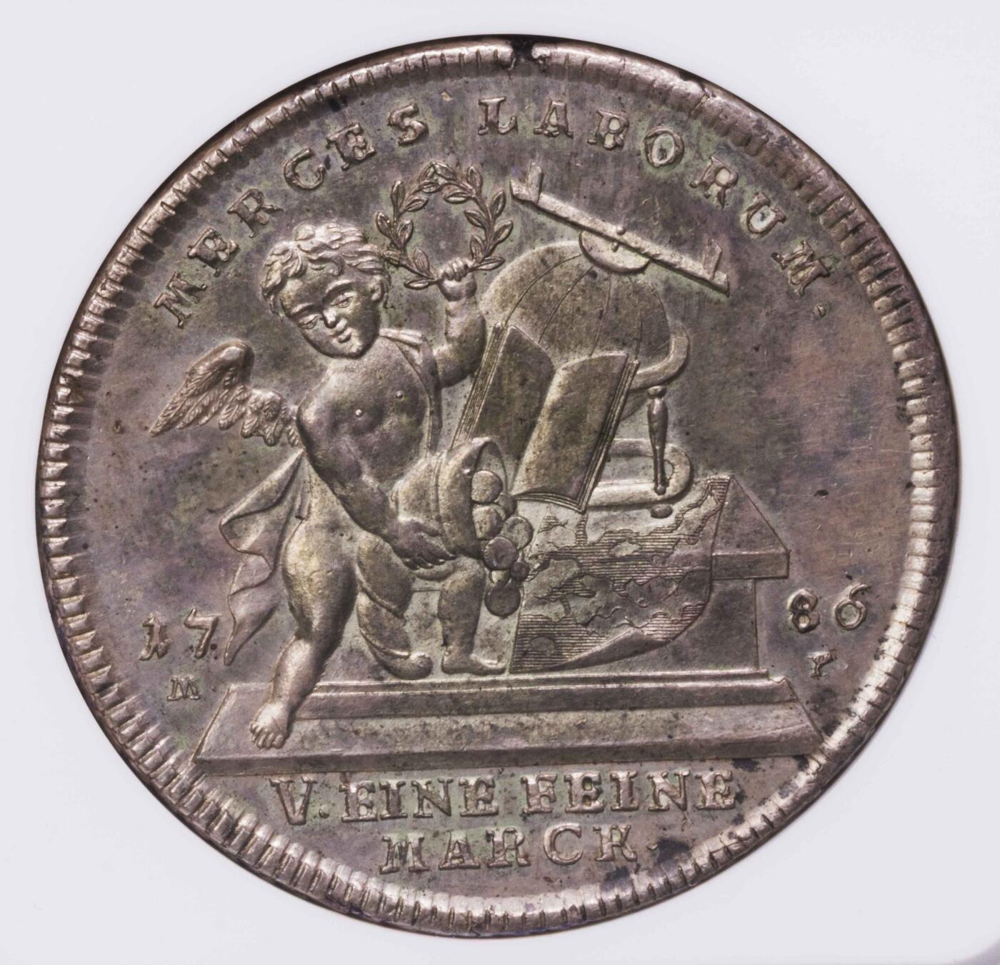 NGC-MS62 1786德国维兹堡大主教天使两泰勒超大银币