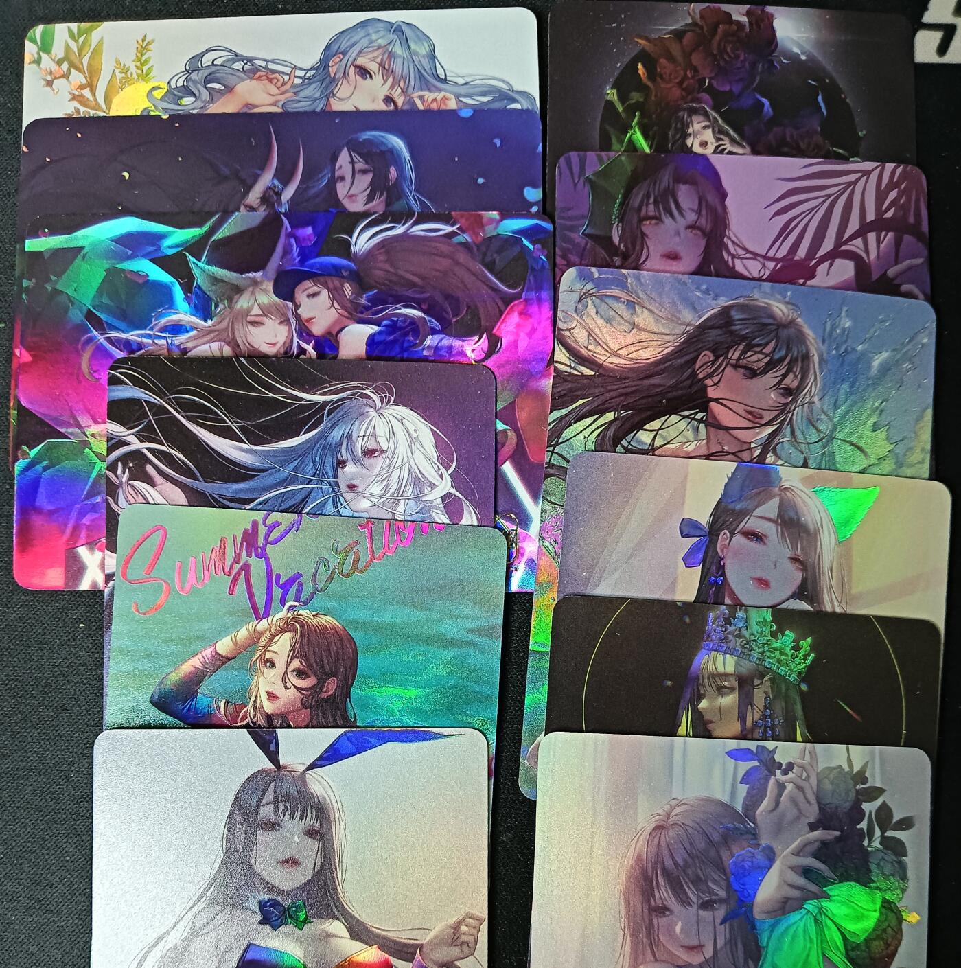 花开卡拍第61期（3月7号周六截拍，品控勿拍!!!拍品不寄存，运费5元（新疆需补运费差价或顺丰到付），自制卡难免瑕疵，可能存在轻微撞角爆边等出厂瑕疵，品控介意勿拍！） 燎原acg同人 彩闪12张