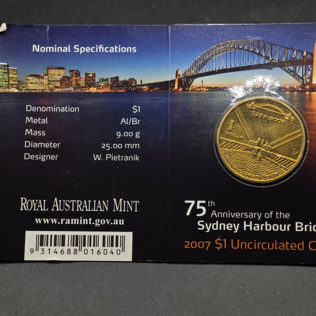 【淘币小摊】实时拍第八百七十四拍   银币散币场    每周一统一发货 澳大利亚2007年悉尼大桥75周年1元纪念币卡册
