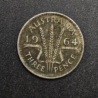 【淘币小摊】实时拍第八百七十四拍   银币散币场    每周一统一发货 - 澳大利亚1964年伊丽莎白二世3便士银币