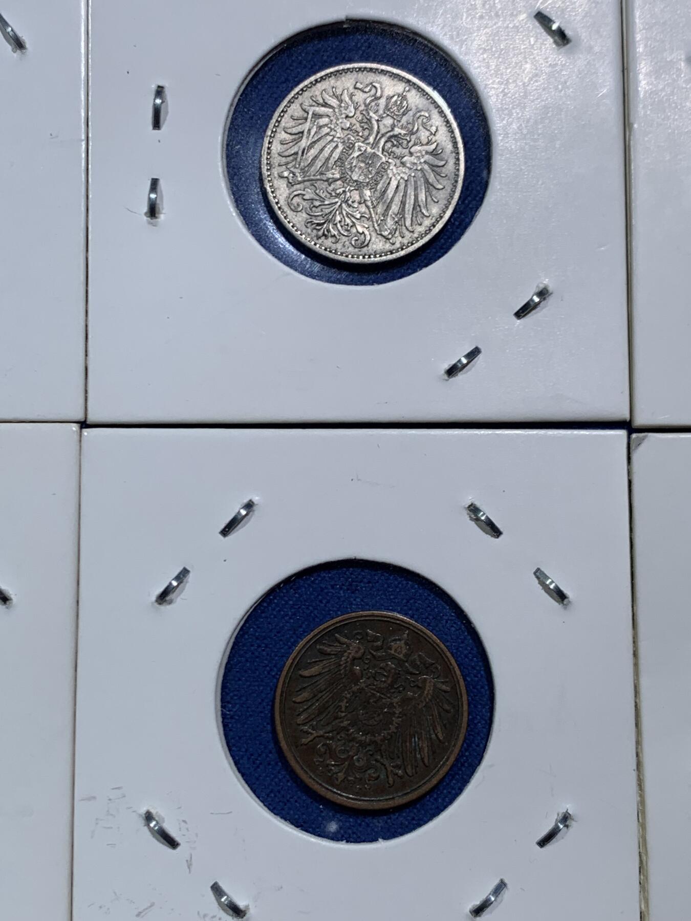 《竞宝斋》第466场 周日，周一 2场连拍 （全场包邮）欢迎送拍 六枚一组 奥匈帝国赫勒和德二芬尼辅币各3枚