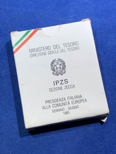 《竞宝斋》第466场 周日，周一 2场连拍 （全场包邮）欢迎送拍 - 意大利1985年500里拉银币 意大利成为欧共体主席 11克835银 盒证全