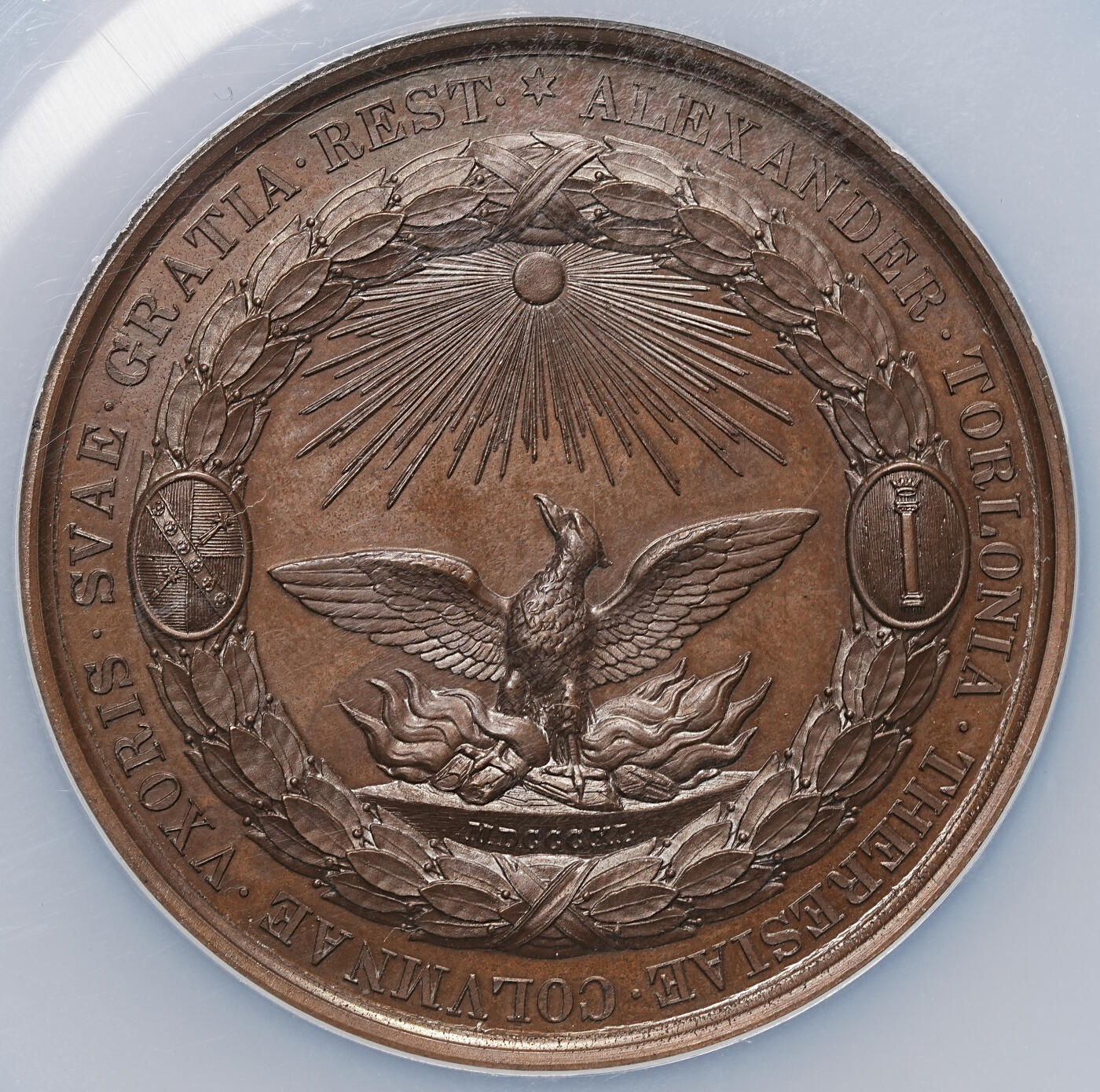 修遠堂世界钱币第106期，请看参拍说明 NGC MS64BN 1840年意大利结婚纪念大铜章