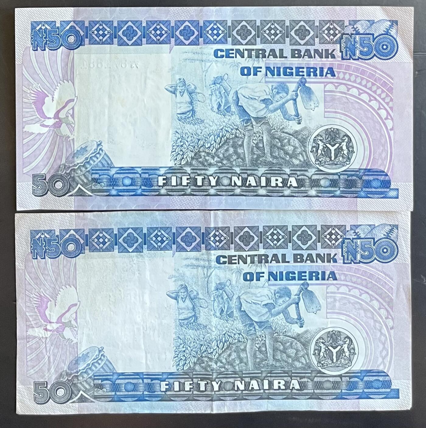 小福收藏拍卖第201期 流通品相裸钞 特惠场 本场拍卖美洲大洋洲非洲亚洲纸币【佣金仅收2% 不设最低佣金 全场包邮】 尼日利亚 50奈拉 1组2张 