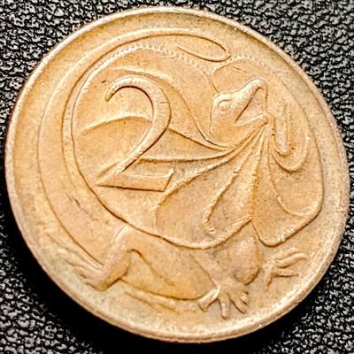 泉币菌-第203场-本场拍品多 请提前出价（正月十五统一发货） - 美品 1981年 英属澳大利亚2分铜币 伞蜥蜴斗篷蜥 21.5mm
