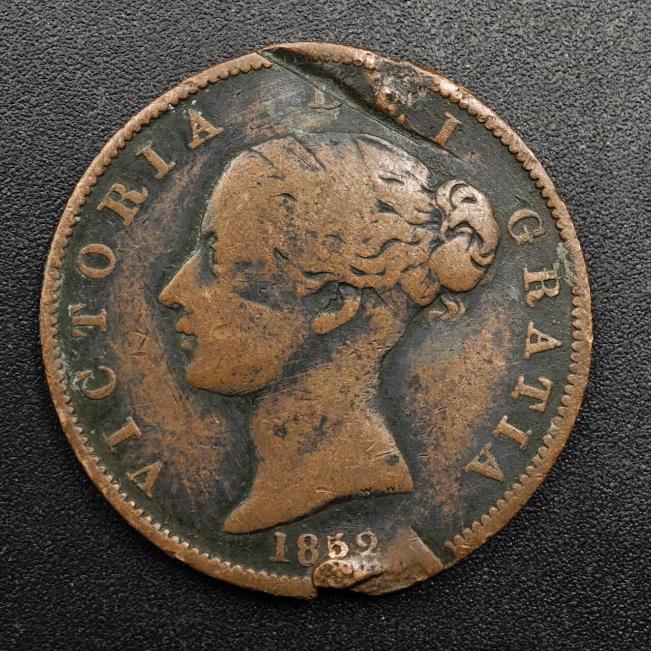 【淘币小摊】实时拍第八百七十四拍   银币散币场    每周一统一发货 英国1852年维多利亚半便士铜币