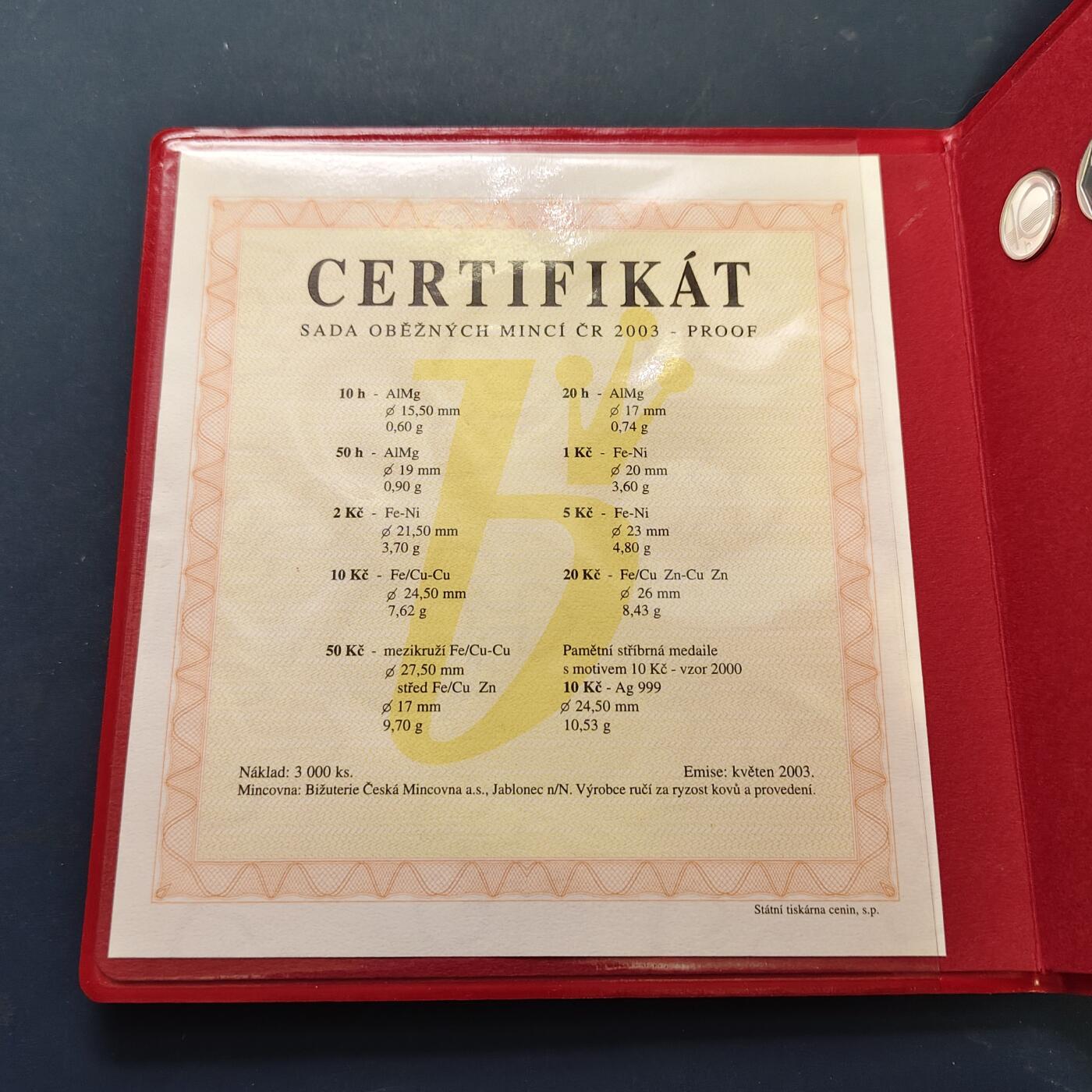 【全场包邮】纯粹捡漏拍509场 【稀少】捷克2003年官方封装精制套币-盒证全-量3000-含造币厂成立10周年精制银章【24.5毫米10.53克99.9%】