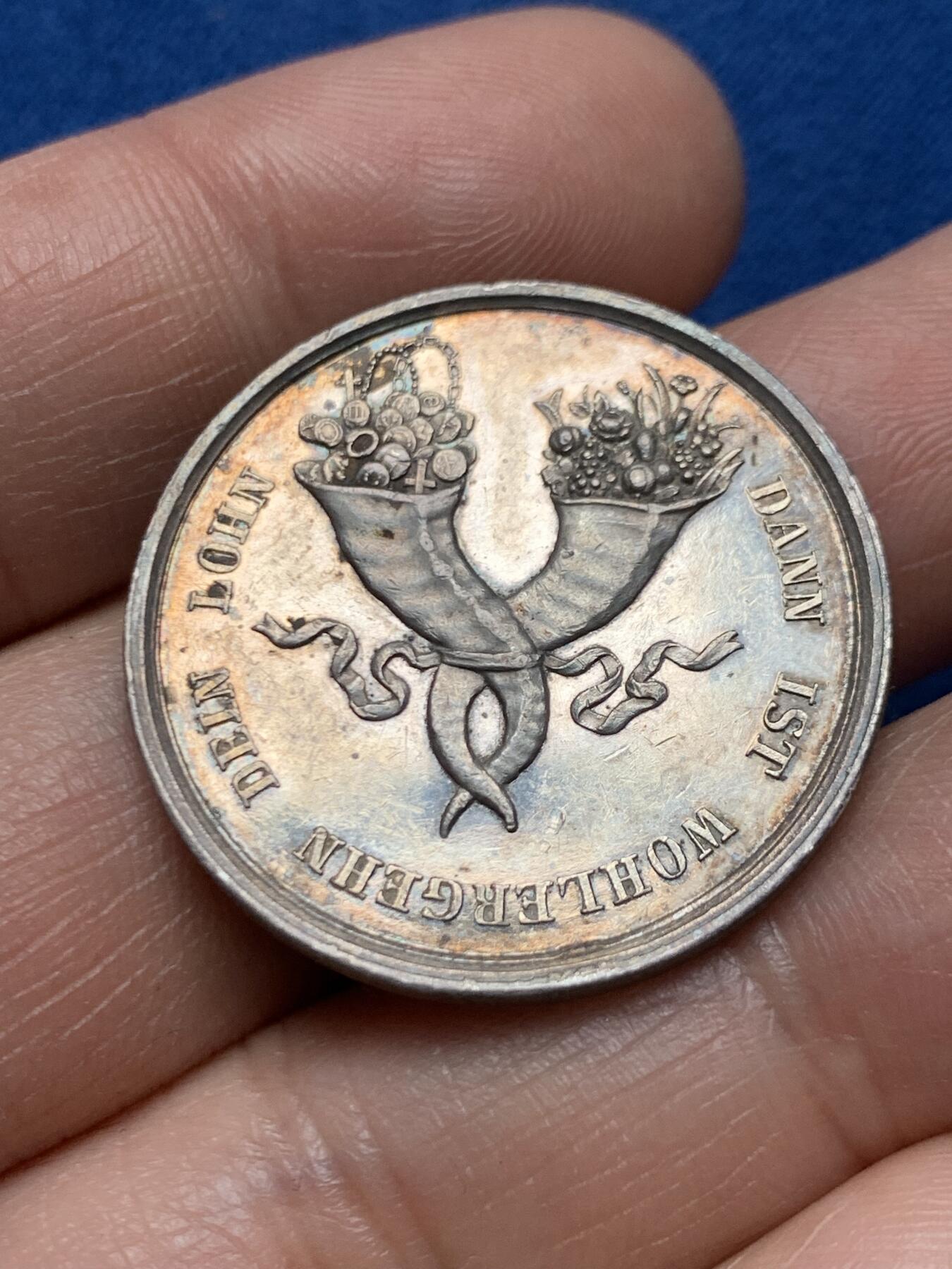 《竞宝斋》第466场 周日，周一 2场连拍 （全场包邮）欢迎送拍 法国 19世纪 储蓄互助组织银质代币 9.3g 29.6mm