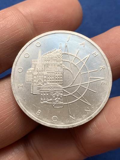 《竞宝斋》第466场 周日，周一 2场连拍 （全场包邮）欢迎送拍 - 德国1989年波恩市2000周年纪念10马克银币 625银 15.39克