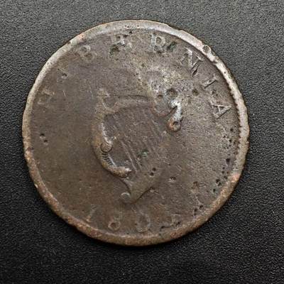 【淘币小摊】实时拍第八百七十四拍   银币散币场    每周一统一发货 - 爱尔兰1805年乔治三世半便士铜币