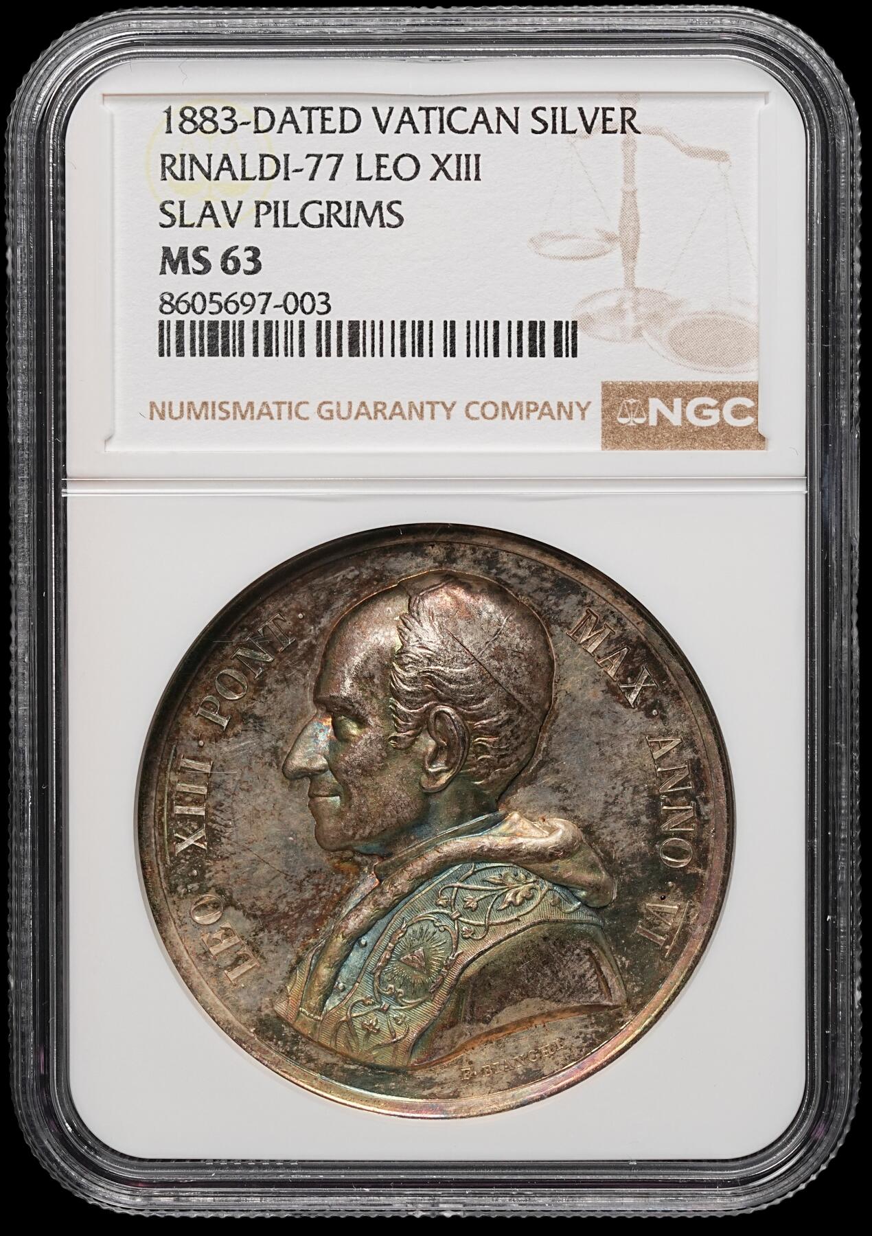 修遠堂世界钱币第106期，请看参拍说明 NGC MS63 梵蒂冈-斯拉夫使徒西里尔与美多德传教功绩纪念大银章