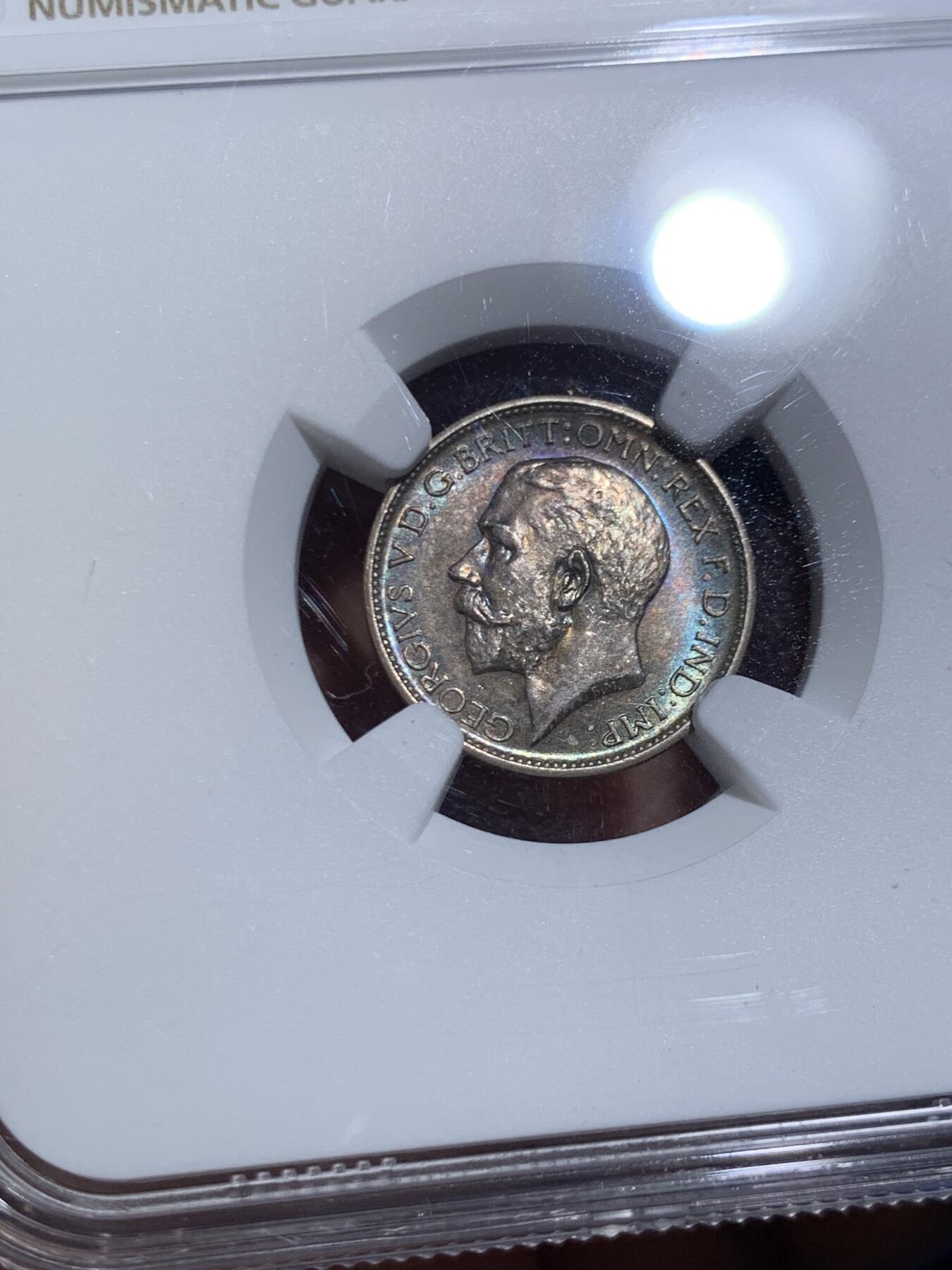 《竞宝斋》第466场 周日，周一 2场连拍 （全场包邮）欢迎送拍 四枚一组 NGC MS62-64 英国1911年乔治五世濯足币1-4便士银币 包浆舒服 评级数量比同年份精制币少很多