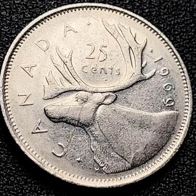 泉币菌-第203场-本场拍品多 请提前出价（正月十五统一发货） - 高币值 加拿大1969年1/4加拿大元 伊丽莎白二世 驯鹿 24mm  高
